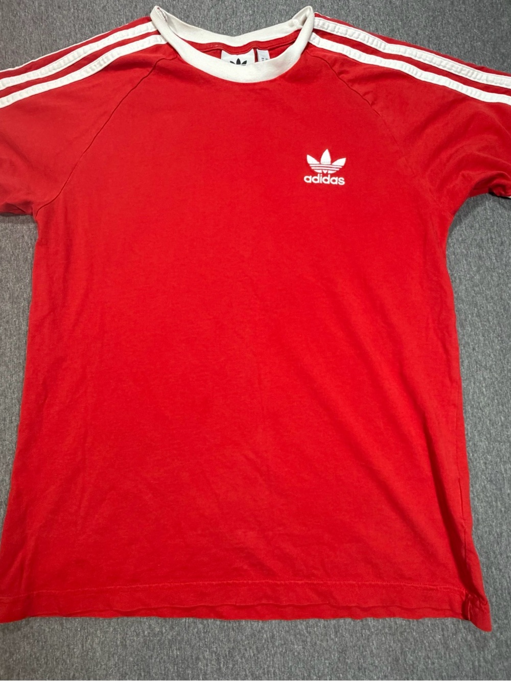 Vintage Adidas Originals 3 Stripe Red Ringer T Shirt Mens Medium